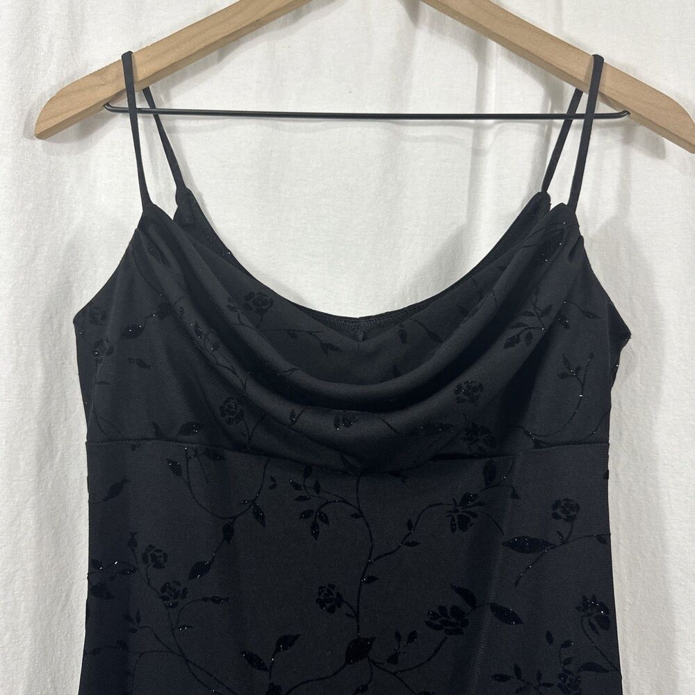 Unbranded Dark Romantic Y2K Black Burnout Floral Cowl Neck Slip Dress S *READ*